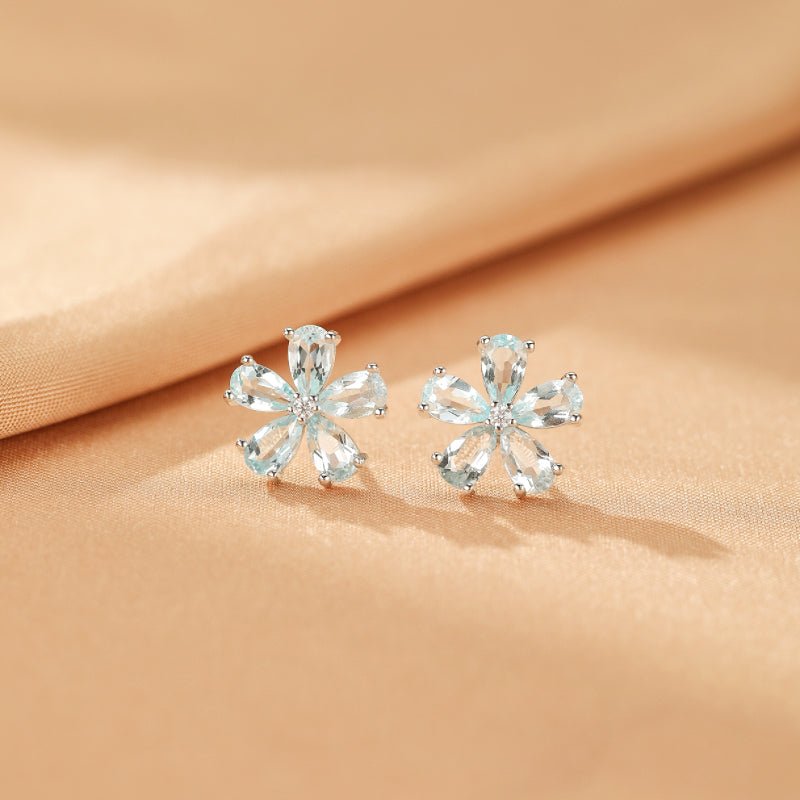 Boucles d'Oreilles Topaze Fleur en Argent S925 - Biloria
