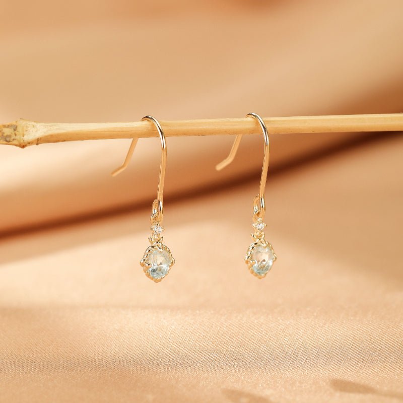 Boucles d'Oreilles Topaze Zircon Argent Plaqué Or – Porte-Bonheur - Biloria