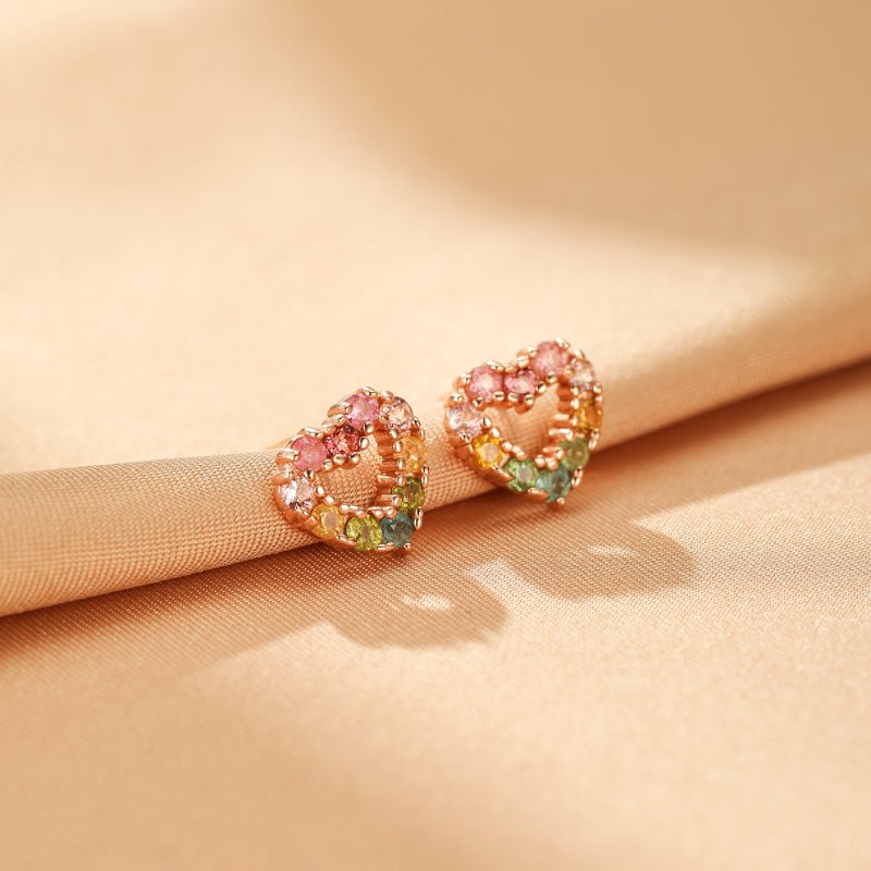 Boucles d'Oreilles Tourmaline Cœur Argent S925 - Bijou Tendance Bureau - Biloria