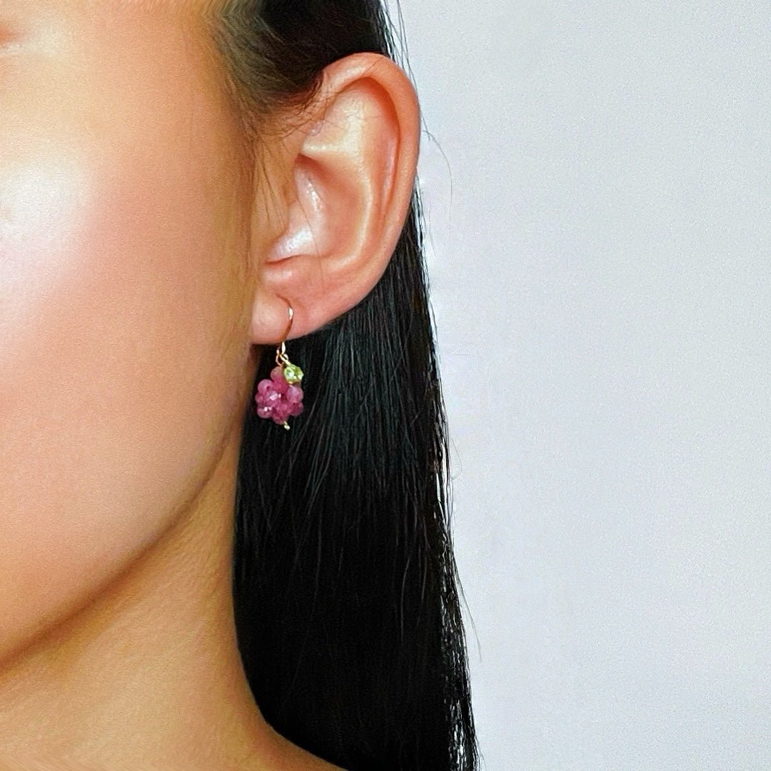 Boucles d'Oreilles Tourmaline et Péridot Grappe de Raisin - Biloria