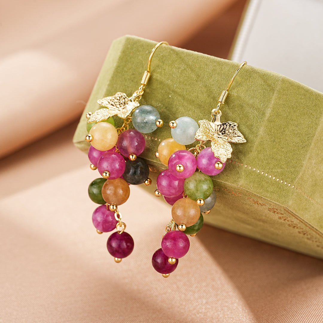 Boucles d'Oreilles Tourmaline Grappe de Raisin Abondance - Biloria