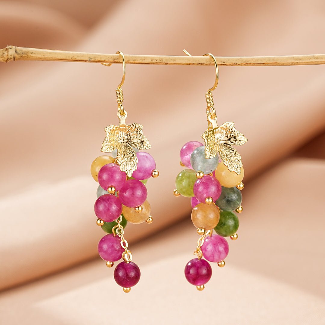 Boucles d'Oreilles Tourmaline Grappe de Raisin Abondance - Biloria