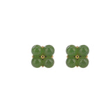 Boucles d'Oreilles Trèfle en Jade Argent Plaqué Or Chance et Sérénité - Biloria