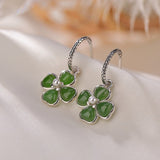 Boucles d'Oreilles Trèfle en Jade Chance et Harmonie - Biloria