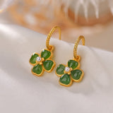Boucles d'Oreilles Trèfle en Jade Chance et Harmonie - Biloria