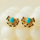 Boucles d'Oreilles Turquoise Coquillage Maritime Argent Plaqué Or - Biloria