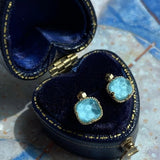 Boucles d'Oreilles Turquoise – Étreinte du Ciel, Argent Plaqué Or - Biloria