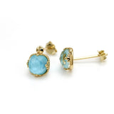 Boucles d'Oreilles Turquoise – Étreinte du Ciel, Argent Plaqué Or - Biloria
