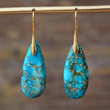 Boucles d'Oreilles Turquoise Plaqué Or ou Platine - Biloria