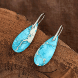 Boucles d'Oreilles Turquoise Plaqué Or ou Platine - Biloria