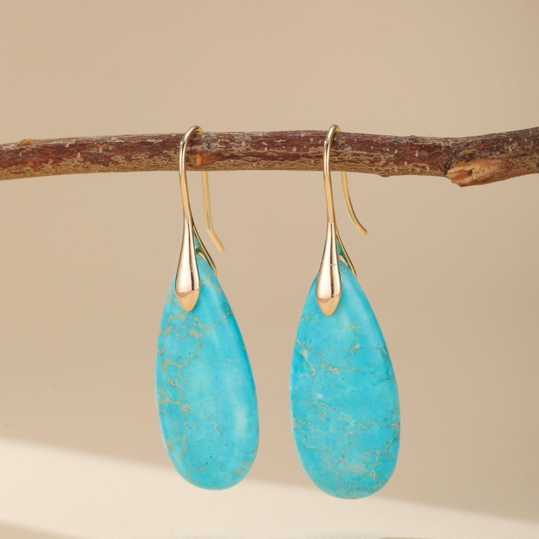 Boucles d'Oreilles Turquoise Plaqué Or ou Platine - Biloria
