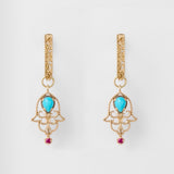 Boucles d'Oreilles Turquoise Protection - Argent Plaqué Or Main - Biloria