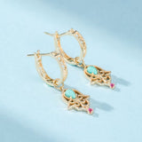 Boucles d'Oreilles Turquoise Protection - Argent Plaqué Or Main - Biloria