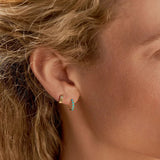 Boucles d'Oreilles Turquoise Rêve Bleu - Argent Plaqué Or - Biloria