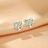 Boucles Oreilles Arbre de Vie Zircon Vert – Argent 925 Tendance Bureau - Biloria