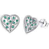 Boucles Oreilles Arbre de Vie Zircon Vert – Argent 925 Tendance Bureau - Biloria
