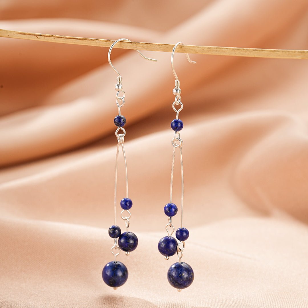 Boucles Oreilles Lapis Lazuli Danse Cosmique Argent - Biloria