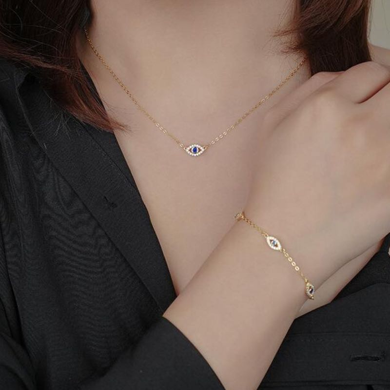 Bouclier d'Énergie Mauvais Œil – Collier Argent Plaqué Or - Biloria