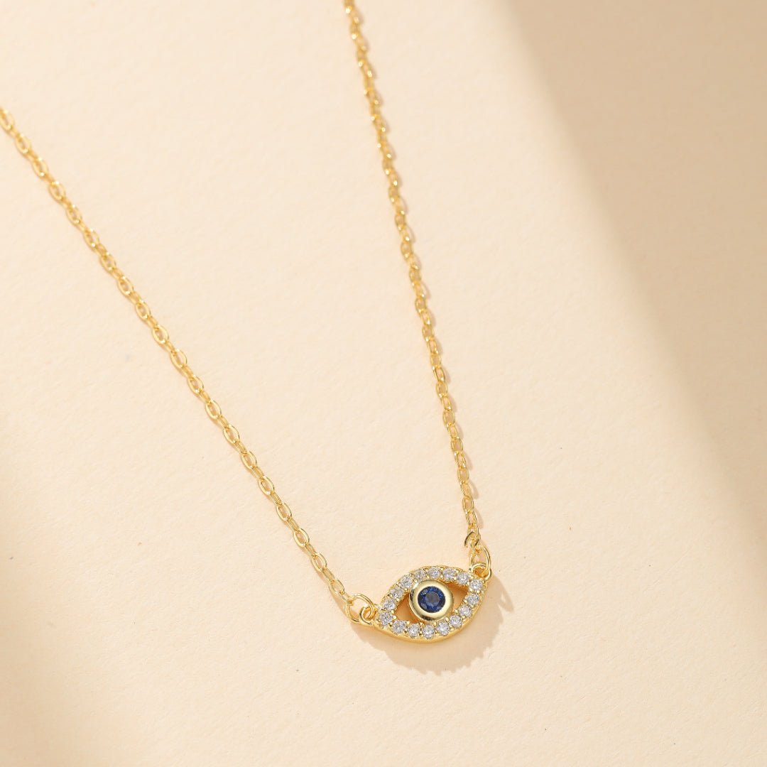 Bouclier d'Énergie Mauvais Œil – Collier Argent Plaqué Or - Biloria
