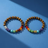 Bracelet 7 Chakras Œil de Tigre et Pierres Naturelles avec Bouddha - Biloria