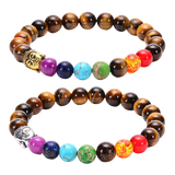 Bracelet 7 Chakras Œil de Tigre et Pierres Naturelles avec Bouddha - Biloria