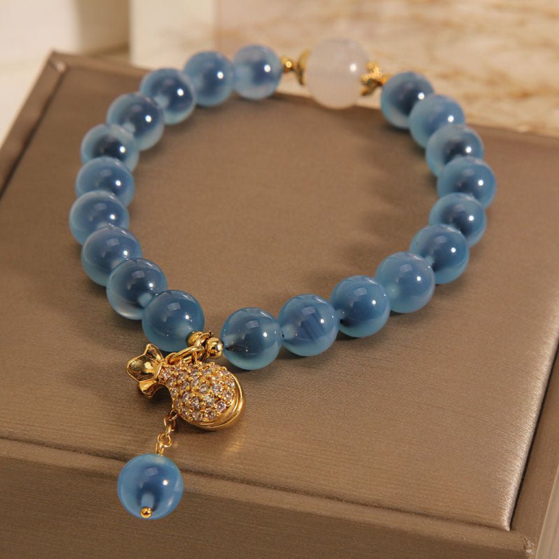 Bracelet Agate Bleue Cadeau Nature - Trésor Océanique - Biloria