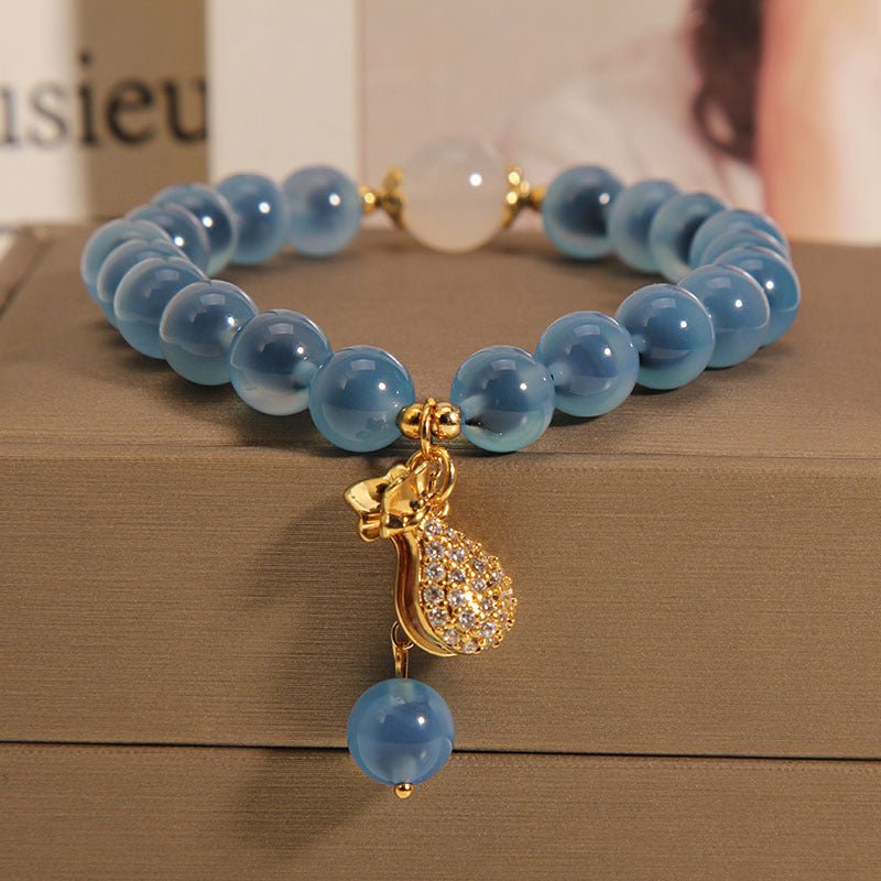 Bracelet Agate Bleue Cadeau Nature - Trésor Océanique - Biloria