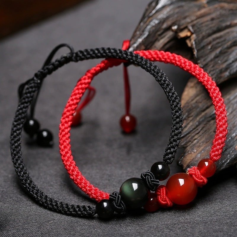 Bracelet Agate et Obsidienne Harmonie - Fait Main - Biloria