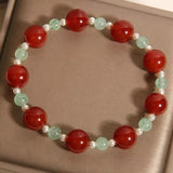Bracelet Agate Rouge et Quartz Fraise Vert – Énergie et Harmonie - Biloria