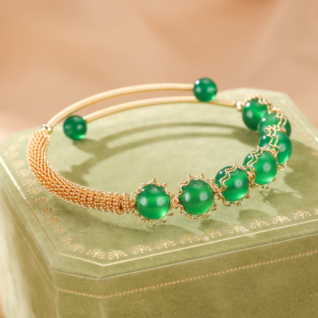 Bracelet Agate Verte Harmonie et Courage - Biloria