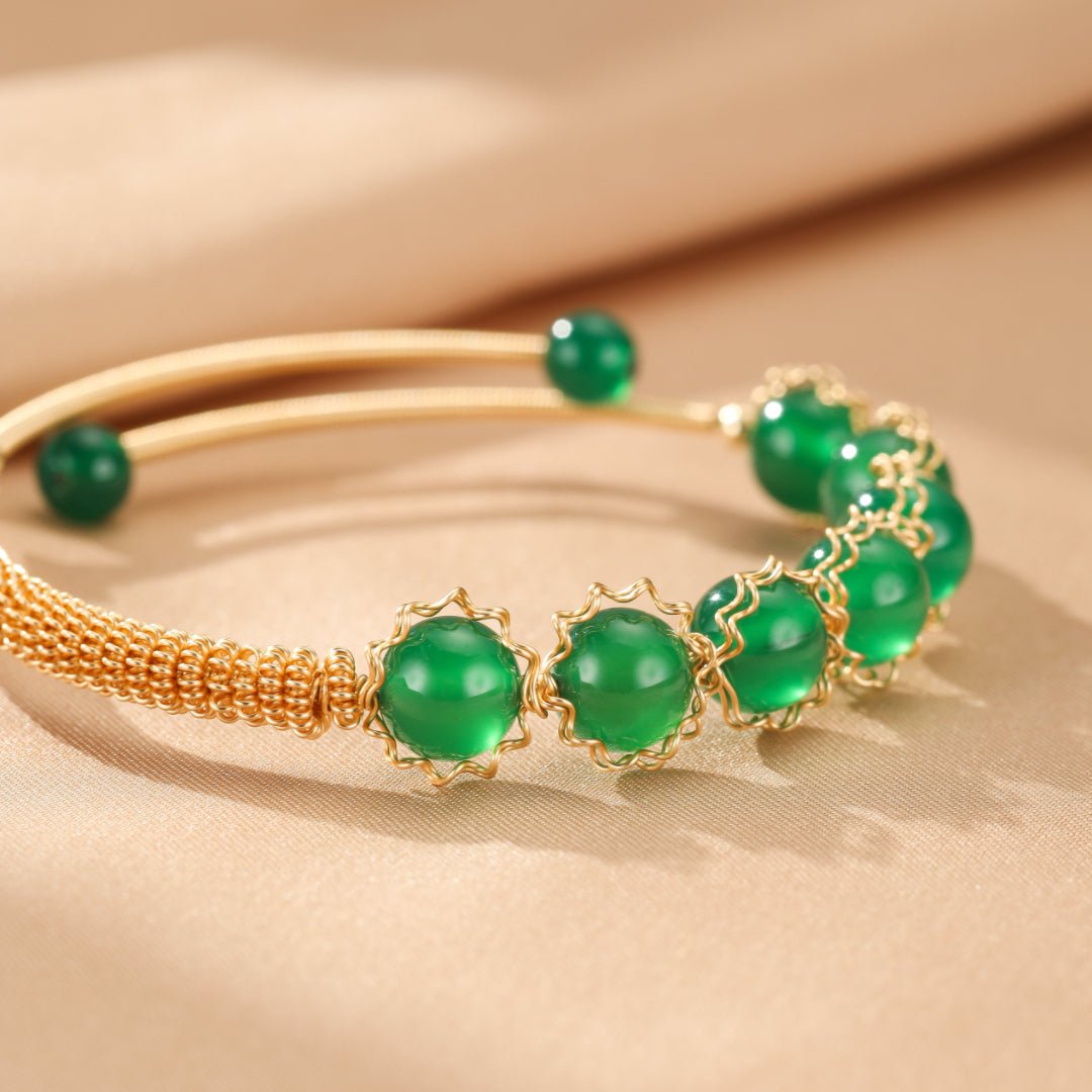 Bracelet Agate Verte Harmonie et Courage - Biloria