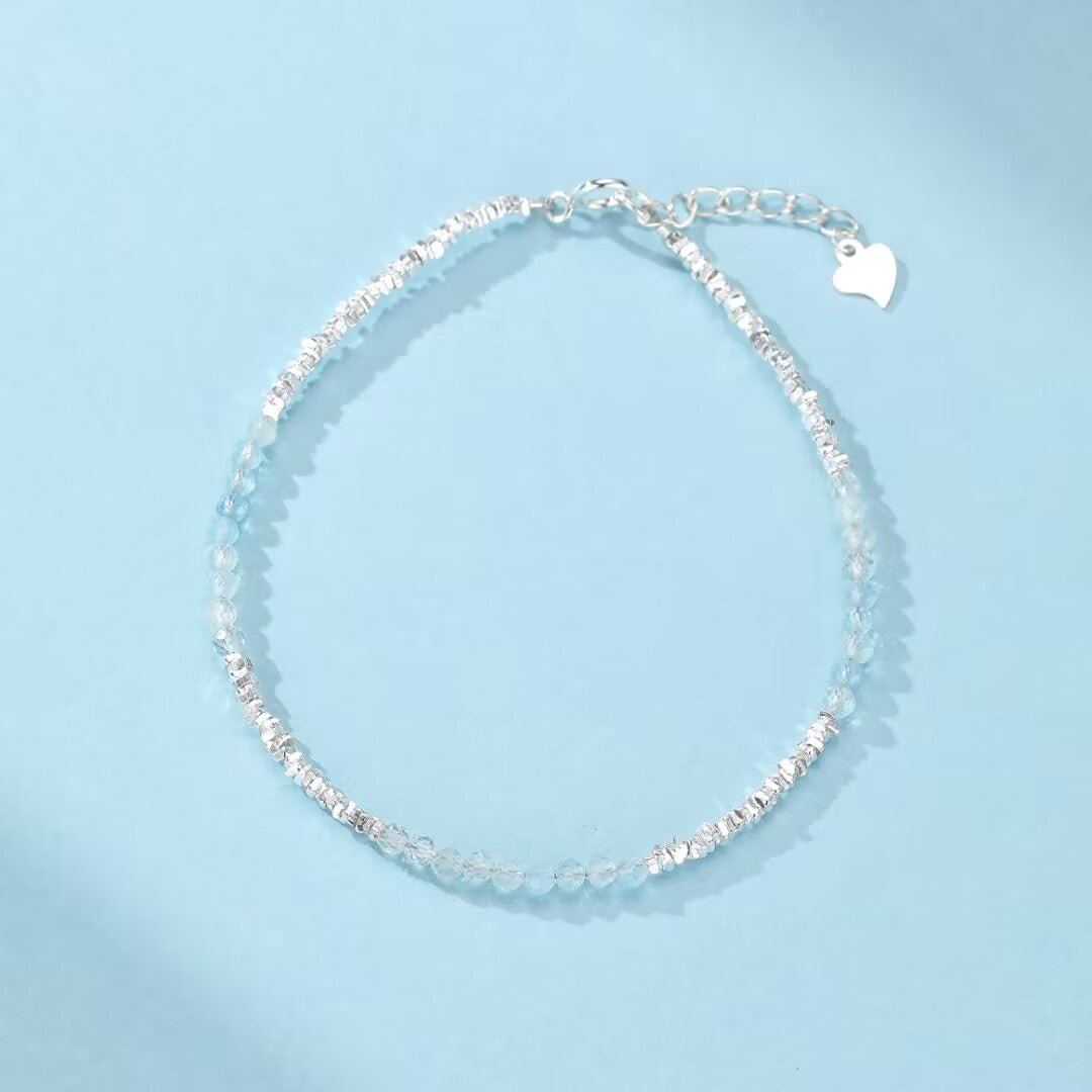 Bracelet Aigue-marine Argent 925 - Bijou Sérénité Brume Matinale - Biloria