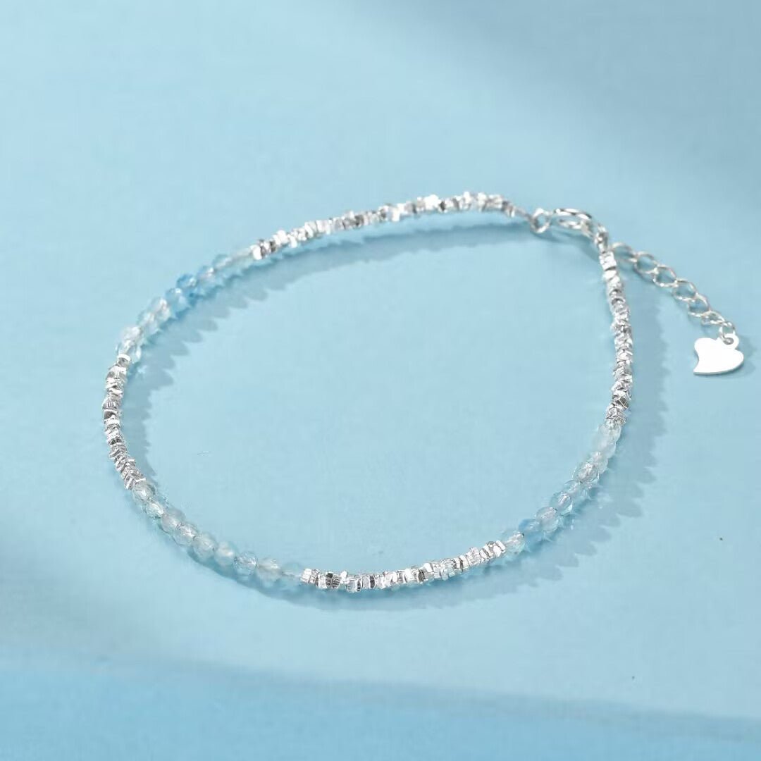 Bracelet Aigue-marine Argent 925 - Bijou Sérénité Brume Matinale - Biloria