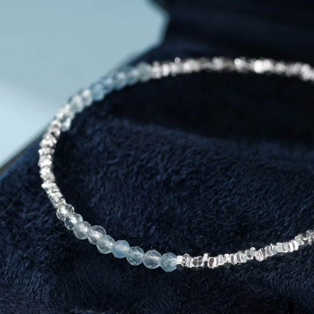 Bracelet Aigue-marine Argent 925 - Bijou Sérénité Brume Matinale - Biloria