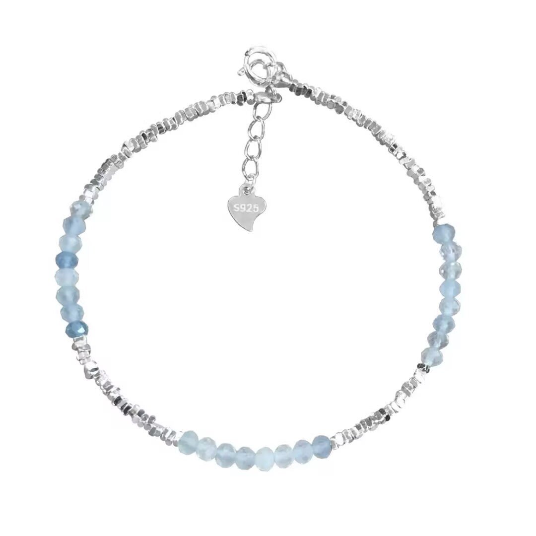 Bracelet Aigue-marine Argent 925 - Bijou Sérénité Brume Matinale - Biloria