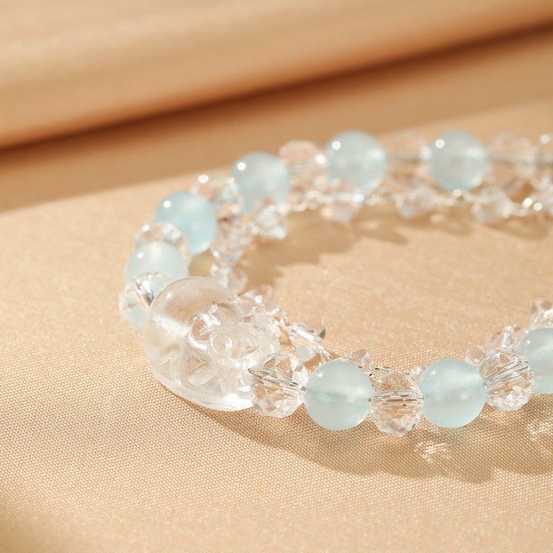 Bracelet Aigue-marine Cristal de Roche ajustable fait main - Biloria