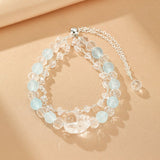 Bracelet Aigue-marine Cristal de Roche ajustable fait main - Biloria