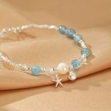 Bracelet Aigue-Marine et Perle Argent S925 - Harmonie Marine - Biloria