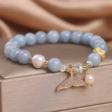 Bracelet Aigue Marine et Perle Queue de Poisson – Calme Océan - Biloria