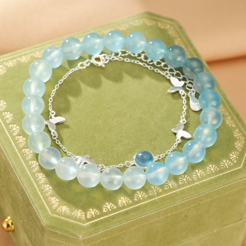 Bracelet Aigue-Marine Papillon d'Océan en Argent 925 - Biloria