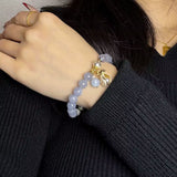 Bracelet Aigue-Marine Perle Poche Argent Abondance - Biloria