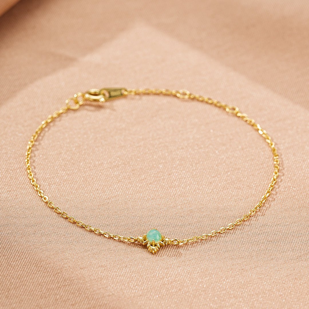 Bracelet Amazonite Croix Étoilée Argent Plaqué Or - Biloria