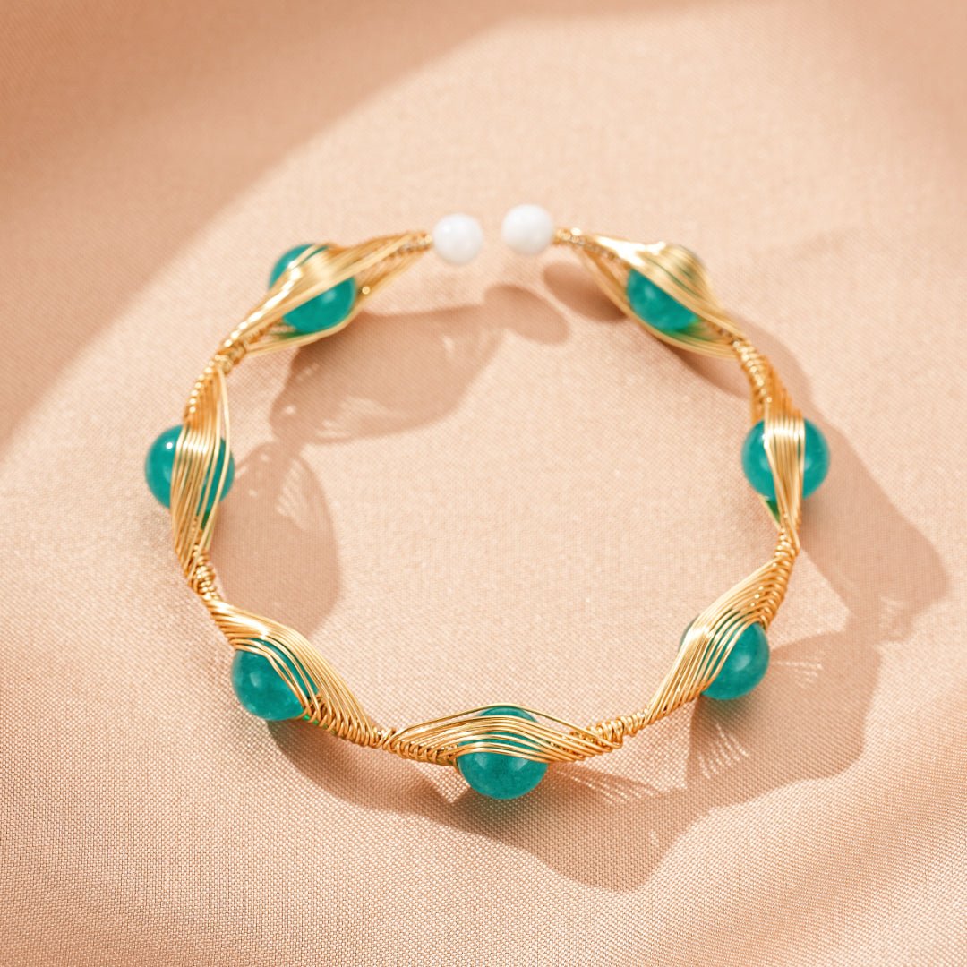 Bracelet Amazonite Fil Doré Bohème – Vertus Lithothérapie - Biloria