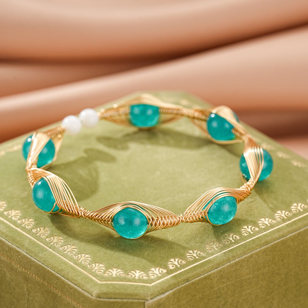 Bracelet Amazonite Fil Doré Bohème – Vertus Lithothérapie - Biloria