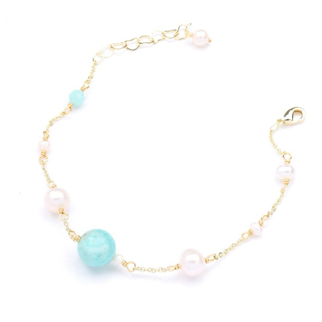 Bracelet Amazonite Perles Ajustable Spiritualité Sérénité - Biloria