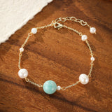Bracelet Amazonite Perles Ajustable Spiritualité Sérénité - Biloria