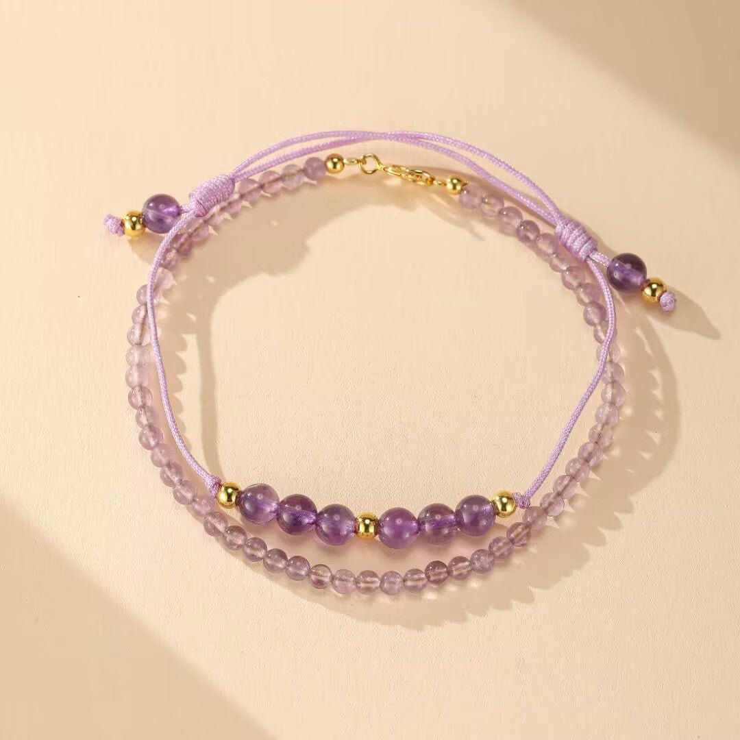 Bracelet Améthyste et Or 14K pour la Sérénité - Biloria