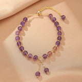 Bracelet Améthyste et Quartz Fraise Ajustable Protection et Douceur - Biloria