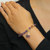 Bracelet Améthyste et Quartz Fraise Ajustable Protection et Douceur - Biloria