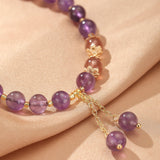 Bracelet Améthyste et Quartz Fraise Ajustable Protection et Douceur - Biloria